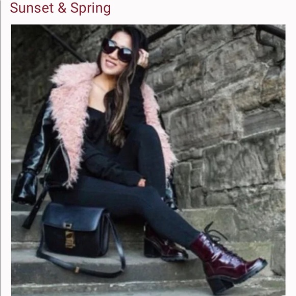 Black & Pink Faux Fur Black Moto Jacket - Picture 4 of 13